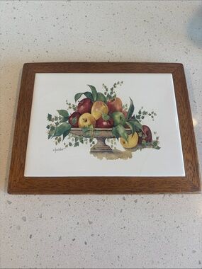 Framed Ceramic Tile Art - Fruit Bowl Print